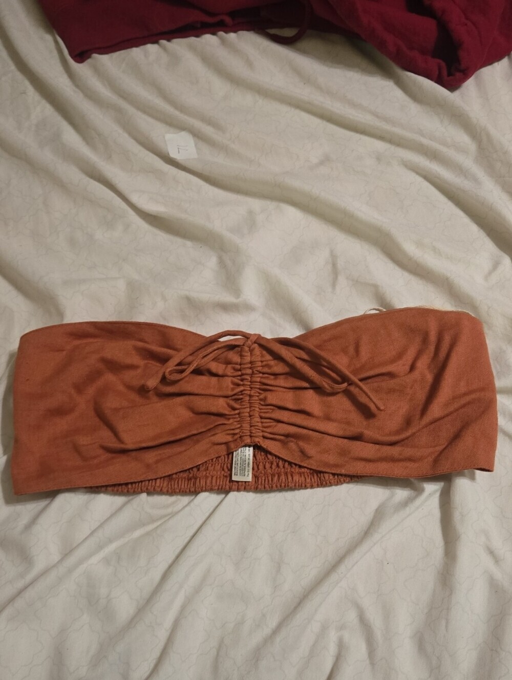 Free People Rust Orange Ruched Bandeau Top